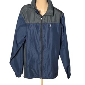 Frogg Toggs Mens Navy Gray Colorblock Windbreaker Zip Jacket KT52140-122 Large